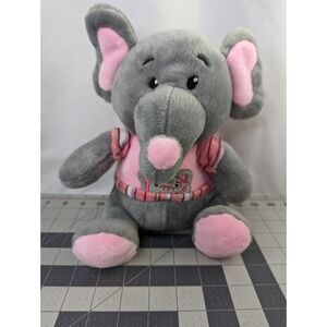 Linzy Gray Elephant Plush 10 Inch Pink Shirt Stuffed Animal Toy